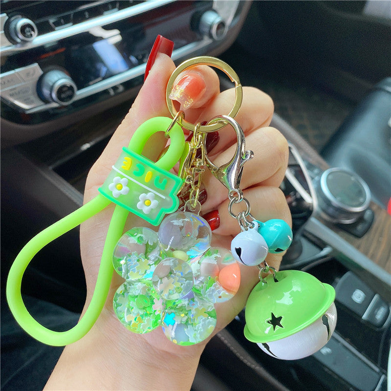 Wholesale Acrylic Sunflower Into Oil Liquid Drift Bottle Keychain